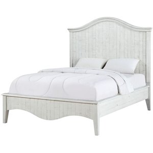modus ella solid wood panel bed in weathered white