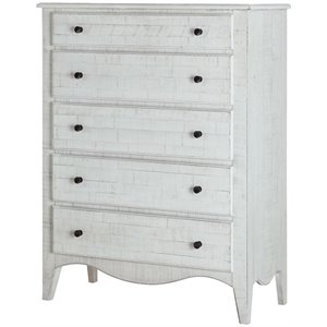 modus ella 5 drawer solid wood chest in weathered white wash