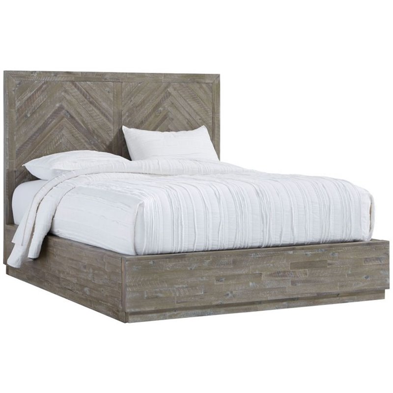 Modus Herringbone Solid Wood King Panel, Platform Bed Frame King Solid Wood