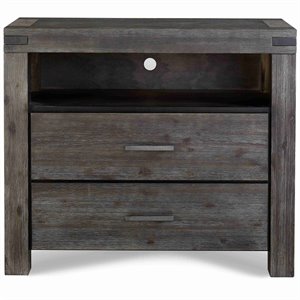 modus meadow 2 drawer solid wood media chest in graphite