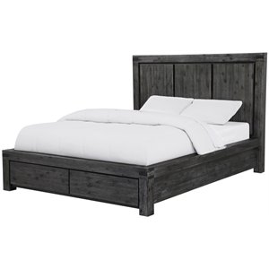 modus meadow solid wood storage panel bed in graphite