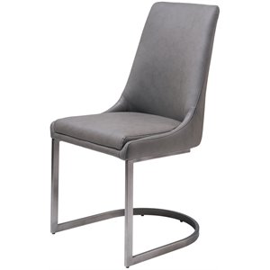 modus oxford faux leather dining side chair in distressed basalt gray (set of 2)