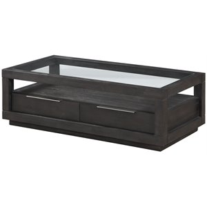 modus oxford 2 drawer coffee table in distressed basalt gray