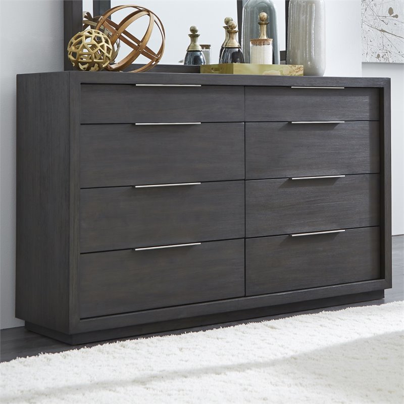 Modus Oxford 8 Drawer Dresser In Distressed Basalt Gray Azu582