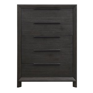 modus chloe 5 drawer solid wood chest in basalt gray