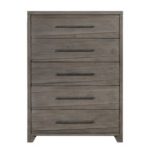 modus hearst 5 drawer solid wood chest in sahara tan