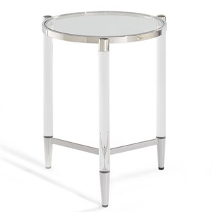 modus marilyn round glass top end table in silver