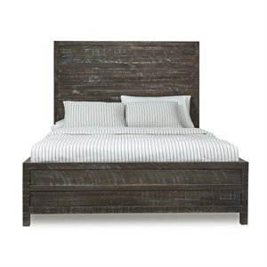 modus townsend solid wood panel bed in gunmetal
