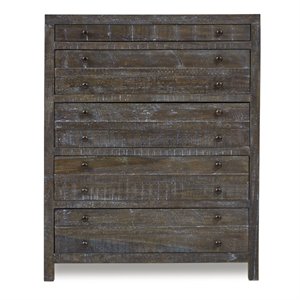 modus townsend 5 drawer solid wood chest in gunmetal