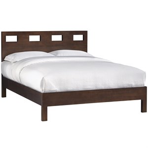 modus riva modern solid wood panel platform bed in chocolate