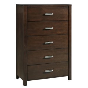 modus furniture riva five drawer chest in chocolate brown