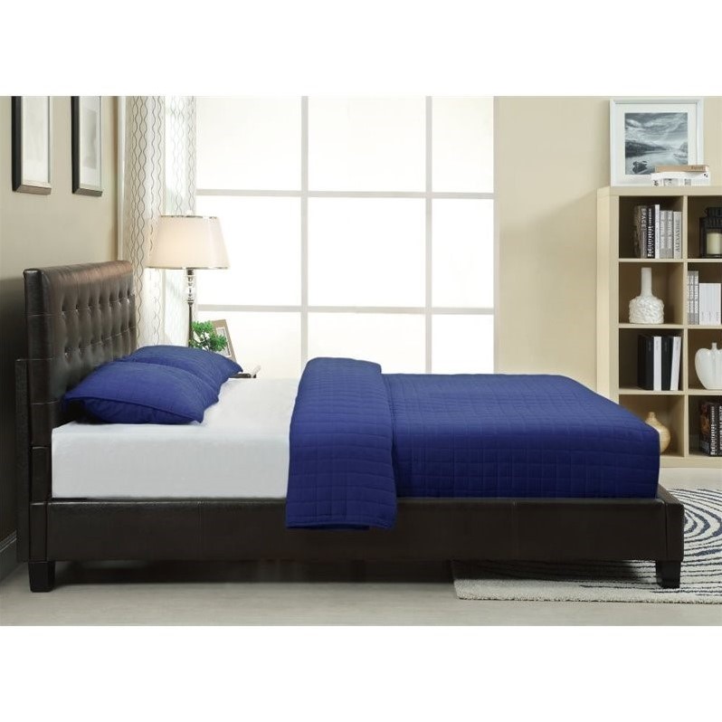 Modus Furniture Ledge Upholstered Tufted Platform Bed in Chocolate 7G08YX