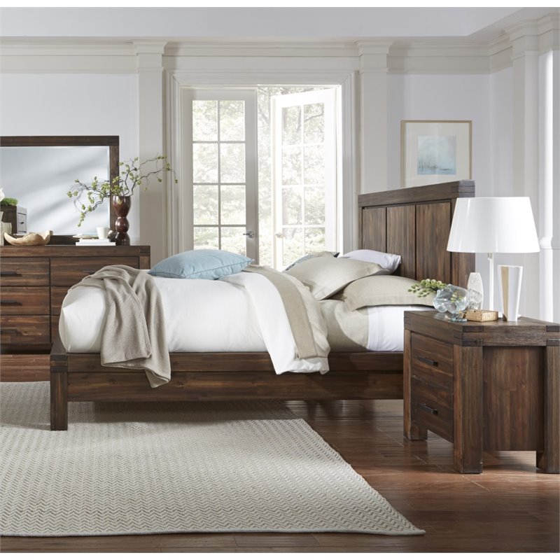 Modus Furniture Meadow 2 Drawer Solid Wood Nightstand in Brick Brown