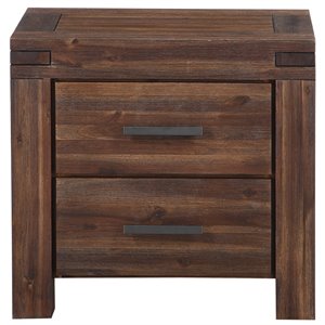modus furniture meadow 2 drawer solid wood nightstand in brick brown