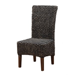 modus furniture meadow wickerparson dining chair in brick brown (set of 2)