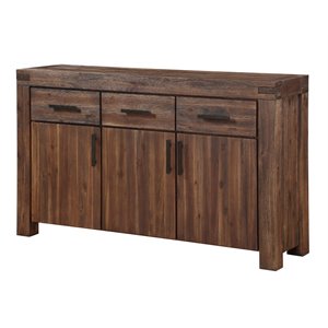 Modus Furniture Meadow Solid Wood Sideboard in Brick Brown
