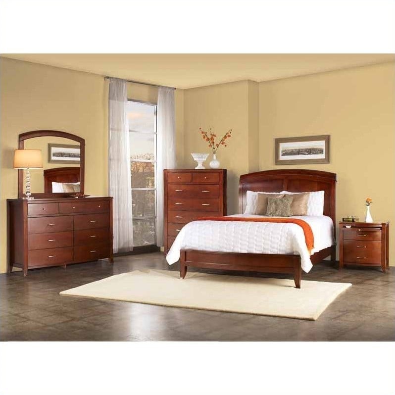 Modus Brighton 5 Piece Wood Sleigh Bedroom Set in Cinnamon   BR15 5PKG