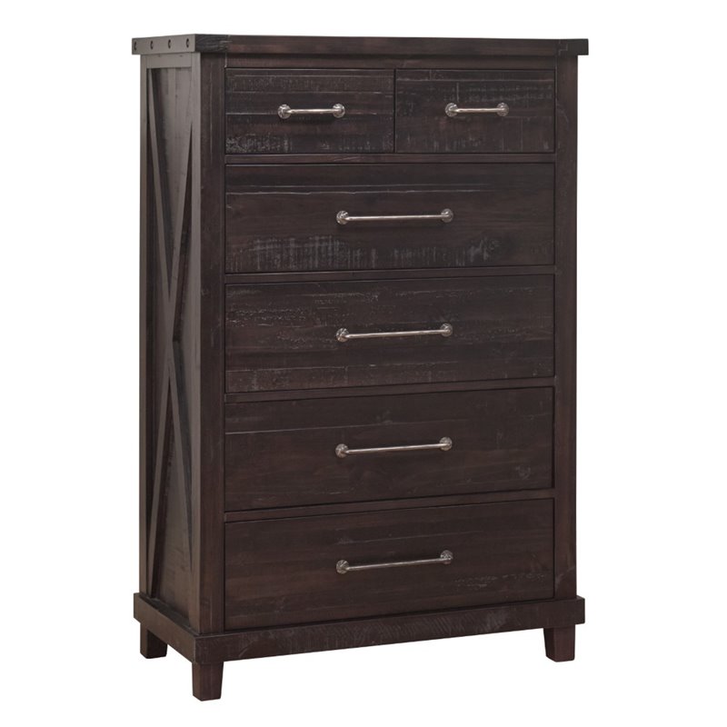 Modus Yosemite 6 Drawer Solid Wood Chest In Distressed Cafe 7yc984