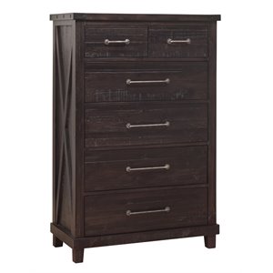 modus yosemite 6 drawer solid wood chest in distressed cafe