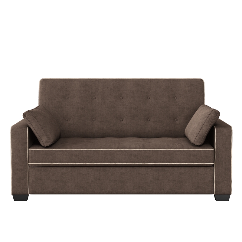 LifeStyle Solutions Monroe Convertible Sofa in Java Brown Microfiber