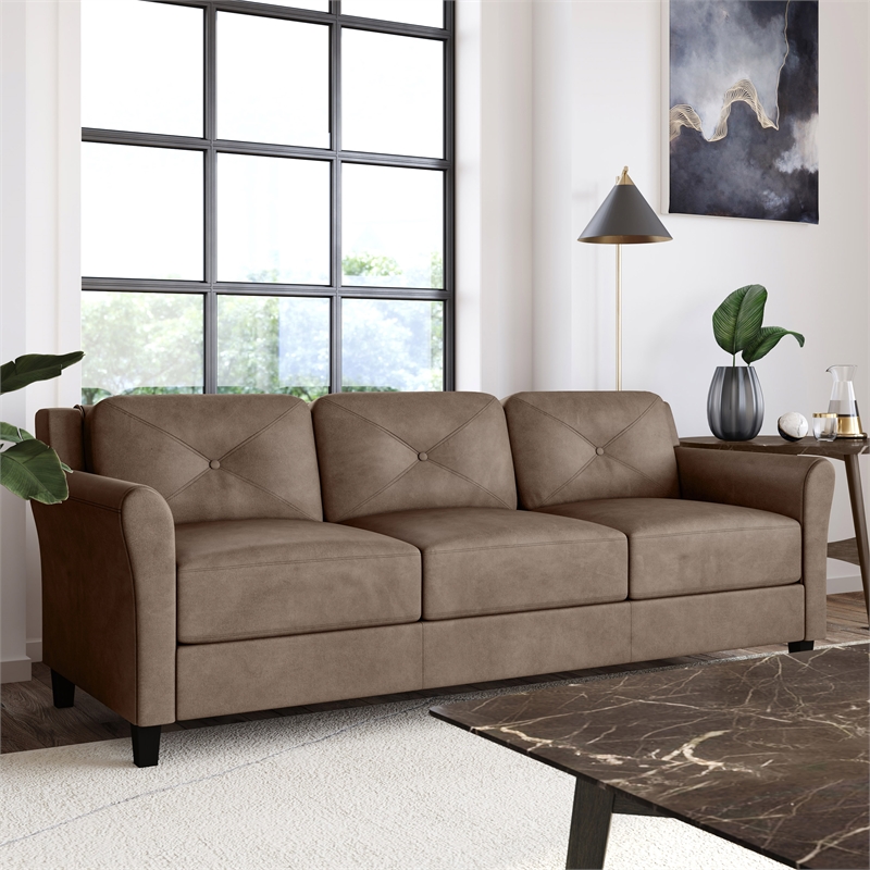 Harvard Sofa In Brown Microfiber Upholstery