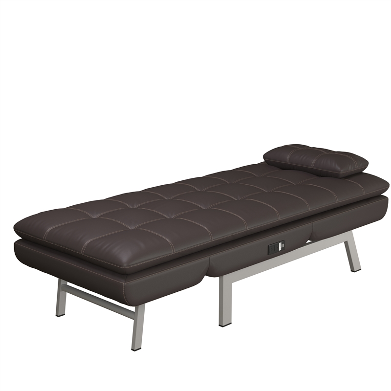 relax a lounger andre convertible chaise in brown bonded leather