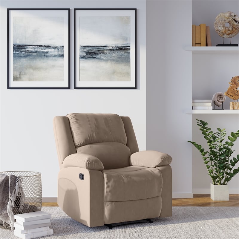 Relax-A-Lounger Dayton Recliner in Beige Microfiber Upholstery
