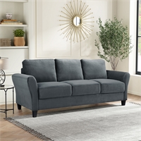 Lifestyle Solutions Harvard Sofa in Dark Gray Microfiber Upholstery BushFurnitureCollection