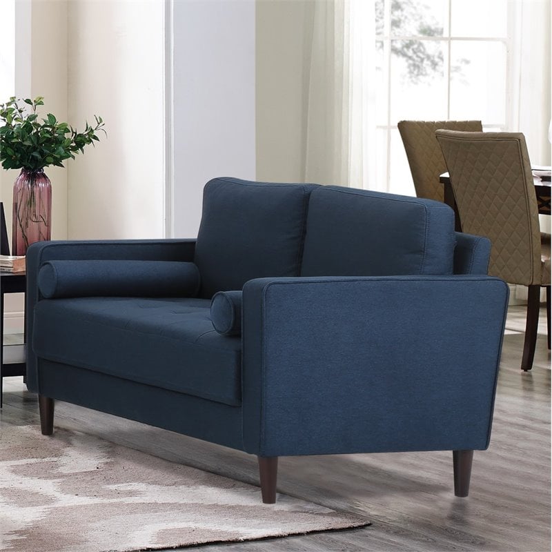 LifeStyle Solutions Jareth Loveseat in Navy Blue Fabric Upholstery - LK ...