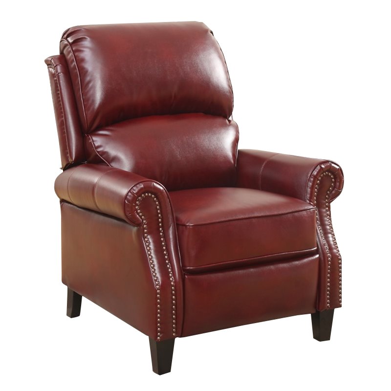 Relaxalounger Alume Leather Push Back Recliner in Burgundy RRADRL35255