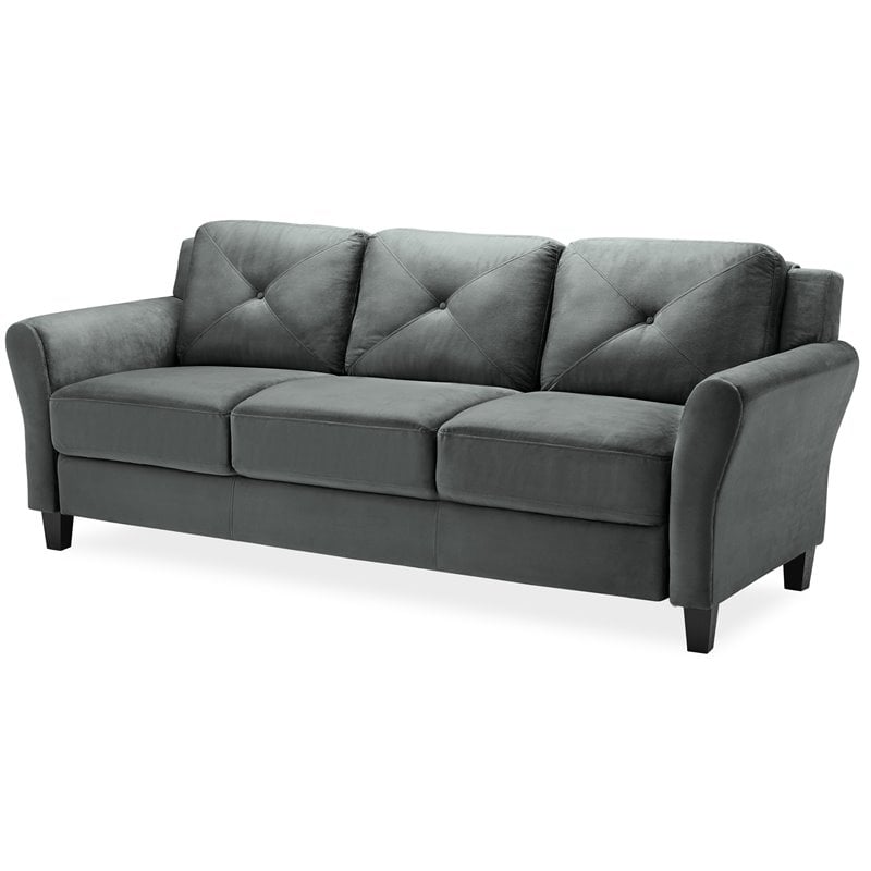 LifeStyle Solutions Harvard Sofa in Dark Gray Microfiber