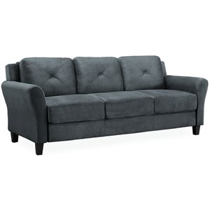 LifeStyle Solutions Harvard Sofa in Dark Gray Microfiber Upholstery