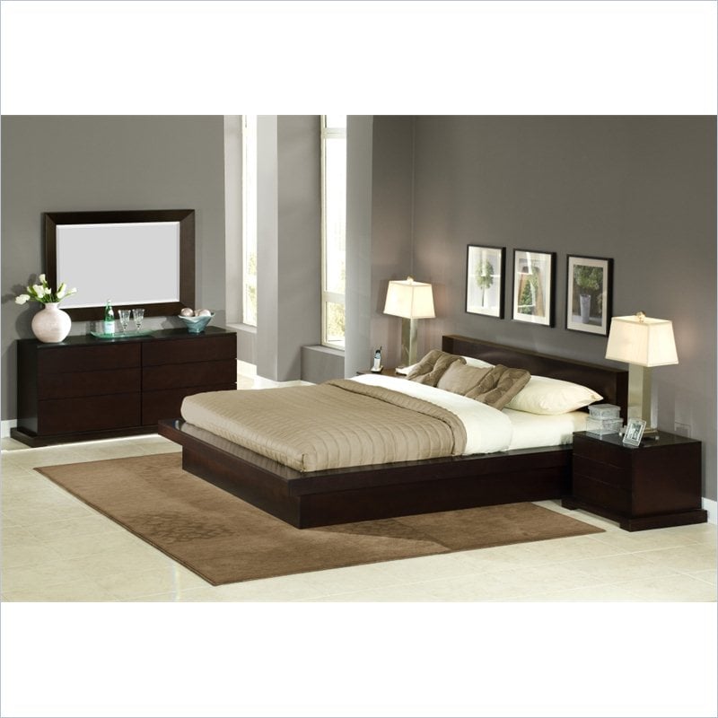 Lifestyle Solutions Zurich Cappuccino Wood Platform Bed 3 Piece Bedroom Set   ZUR XXX CP PROMO