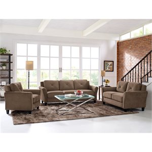 LifeStyle Solutions Norwalk 3 Piece Sofa Set in Brown