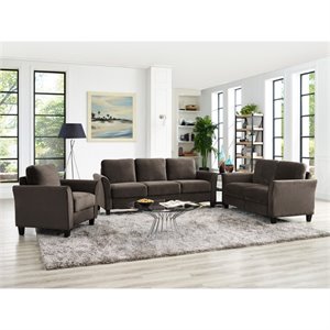 LifeStyle Solutions New Haven 3 Piece Sofa Set in Coffee