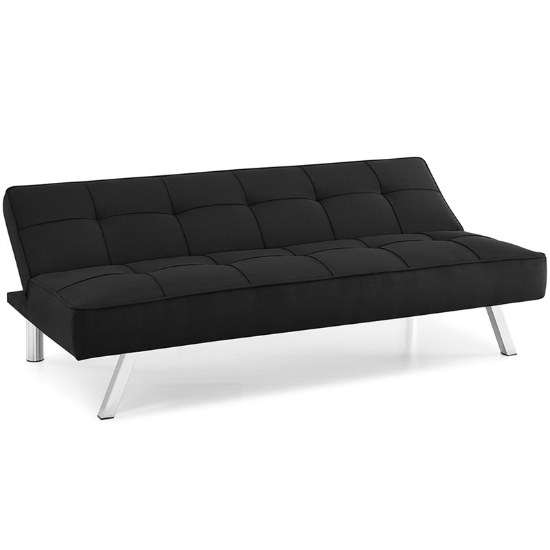 Serta Carson Tufted Sleeper Sofa in Black Fabric Upholstery