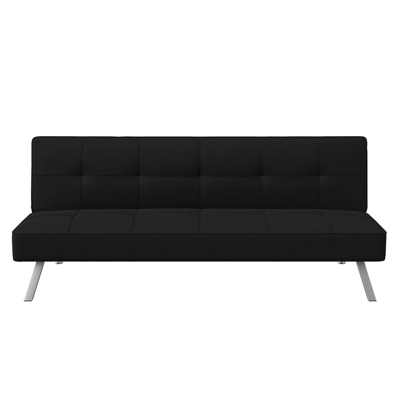 Serta Carson Tufted Sleeper Sofa in Black Fabric Upholstery