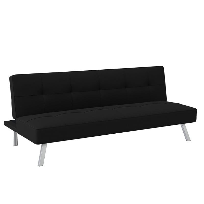 Serta Carson Tufted Sleeper Sofa in Black Fabric Upholstery