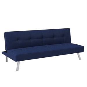 Serta Carson Tufted Sleeper Sofa in Navy Blue Fabric Upholstery