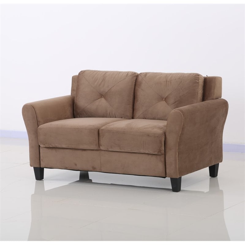 LifeStyle Solutions Transitional 2 Piece Sofa and Loveseat Set in Brown Beige
