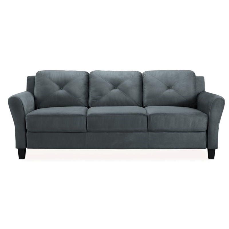 LifeStyle Solutions Transitional 2 Piece Sofa and Loveseat Set in Dark Gray