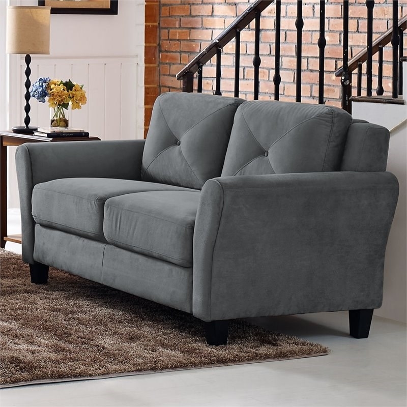LifeStyle Solutions Transitional 2 Piece Sofa and Loveseat Set in Dark Gray
