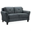 LifeStyle Solutions Transitional 2 Piece Sofa and Loveseat Set in Dark Gray