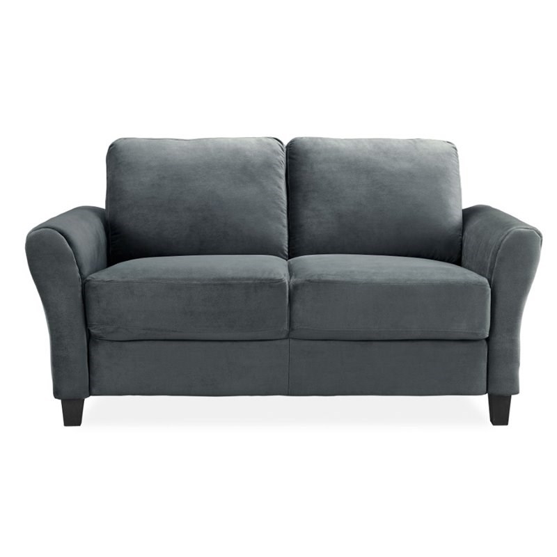 LifeStyle Solutions Transitional 2 Piece Sofa and Loveseat Set in Dark Gray