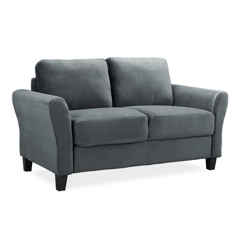 LifeStyle Solutions Transitional 2 Piece Sofa and Loveseat Set in Dark Gray