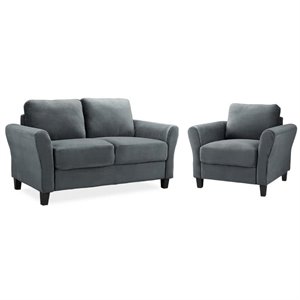 lifestyle solutions mavrick 2 piece upholstered loveseat and chair set in dark gray