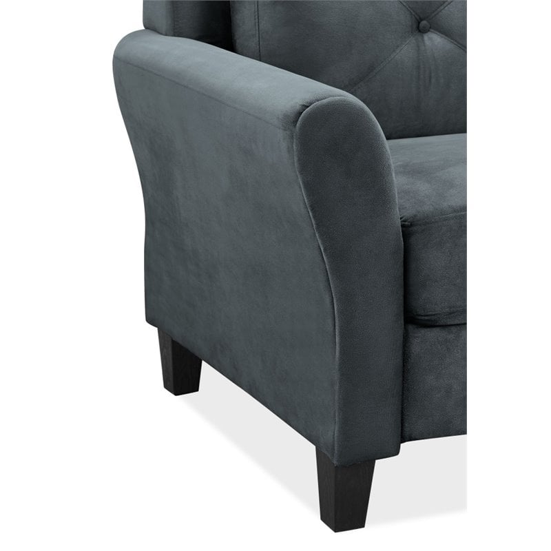 LifeStyle Solutions Harvard 2 Piece Loveseat and Accent Chair Set in Dark Gray