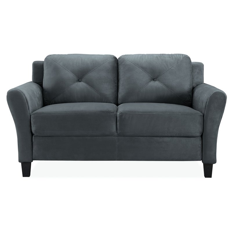 LifeStyle Solutions Harvard 2 Piece Loveseat and Accent Chair Set in Dark Gray