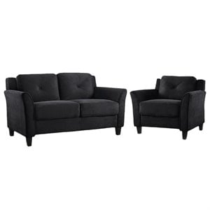 lifestyle solutions hartford 2 piece microfiber loveseat and chair set in black