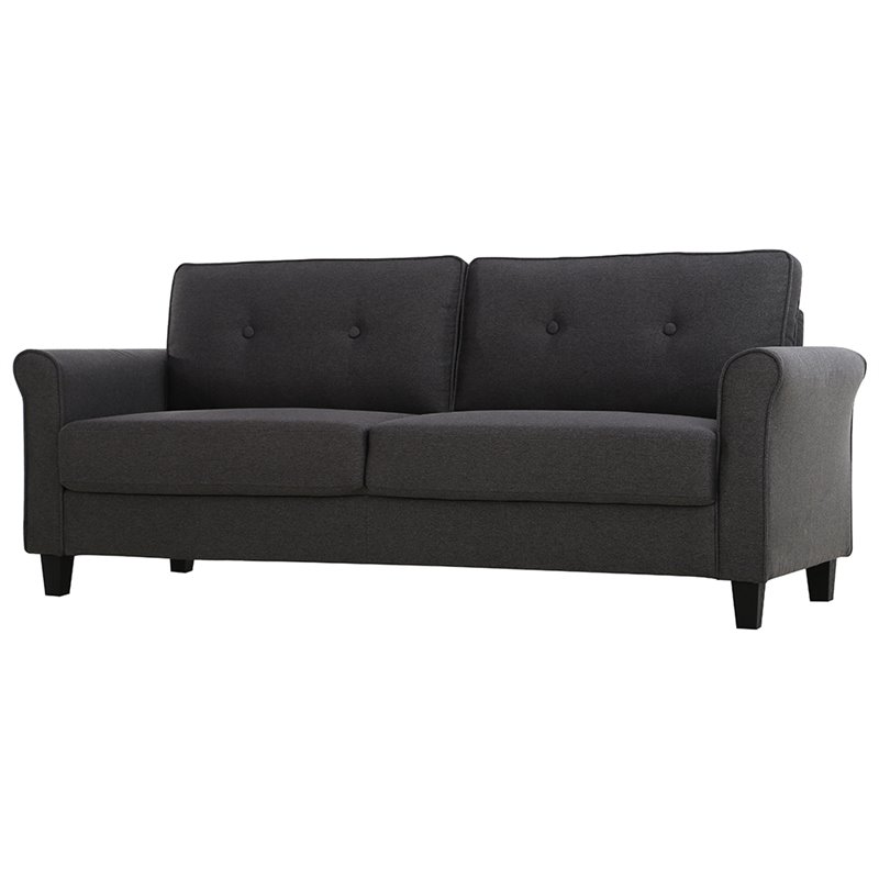 Lifestyle Solutions Harvey Tufted Sofa In Heather Gray And Black
